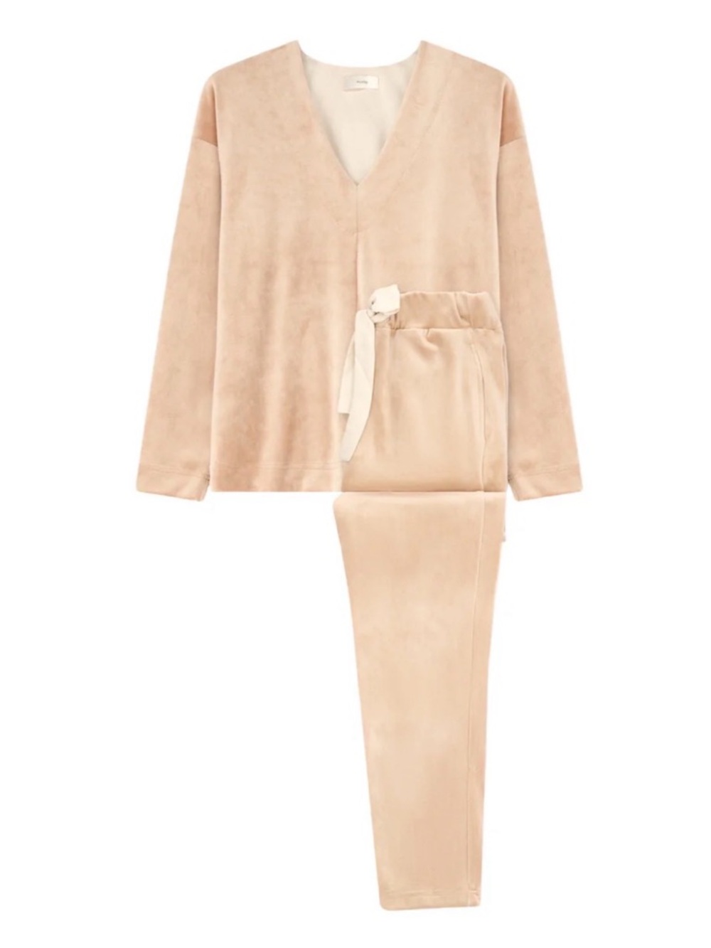 Pluto Naemi Loungewear Pajama Velvet Velour Jogger Set Blush Pink size Medium - Picture 2 of 9